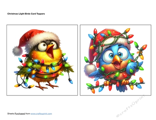 Christmas Light Birds Card Toppers