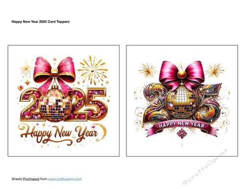 Happy New Year 2025 Card Toppers