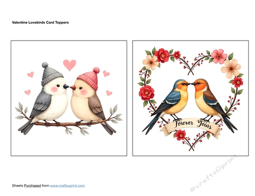 Valentine Lovebirds Card Toppers