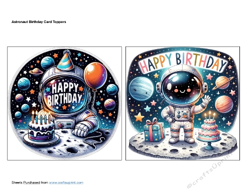 Astronaut Birthday Card Toppers