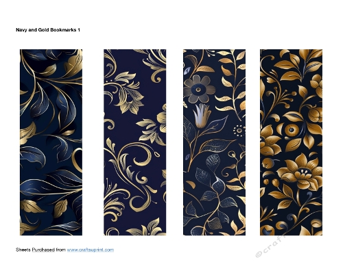 Navy and Gold Bookmarks