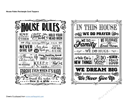 House Rules Rectangle Card Toppers
