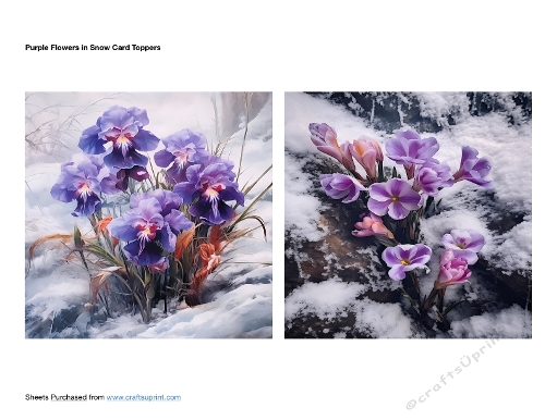  Purple Flowers in Snow Card Toppers