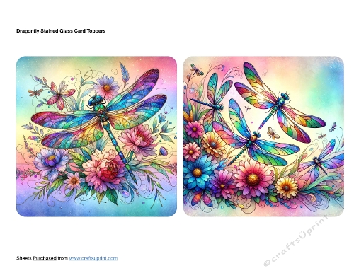 Dragonfly Stained Glass Card Toppers