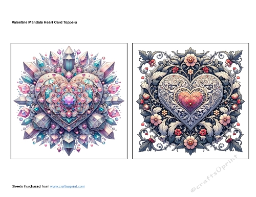 Valentine Mandala Heart Card Toppers