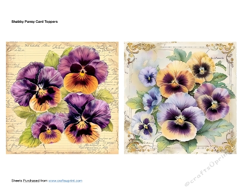 Shabby Pansy Card Toppers