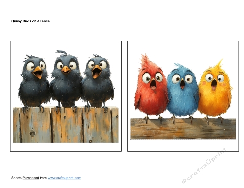 Quirky Birds on a Fence Card Toppers