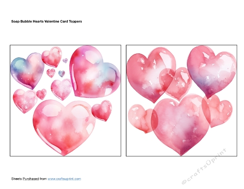 Soap Bubble Hearts Valentine Card Toppers