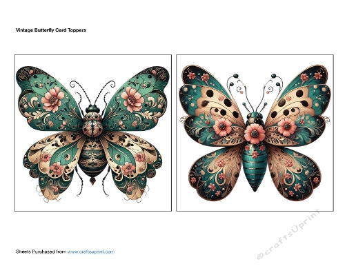 Vintage Butterfly Card Toppers