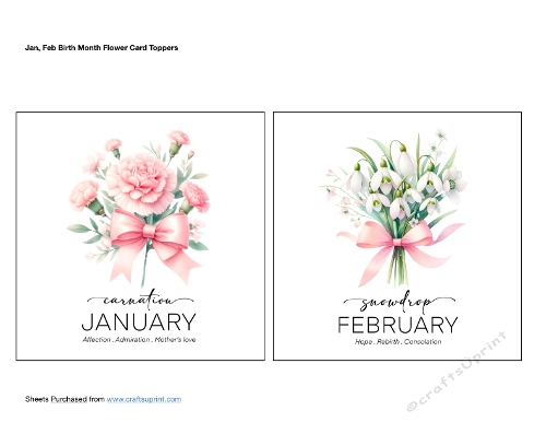 Jan Feb Birth Month Flower Card Toppers