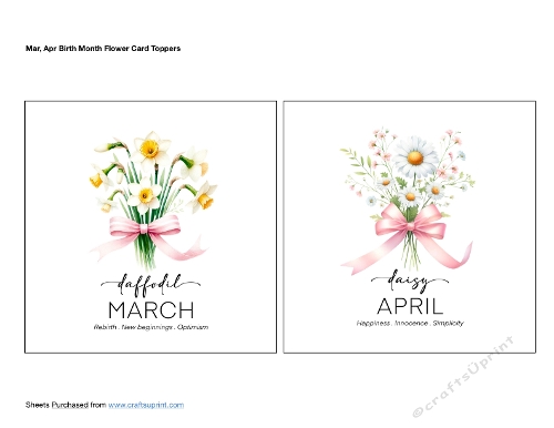 Mar Apr Birth Month Flower Card Toppers