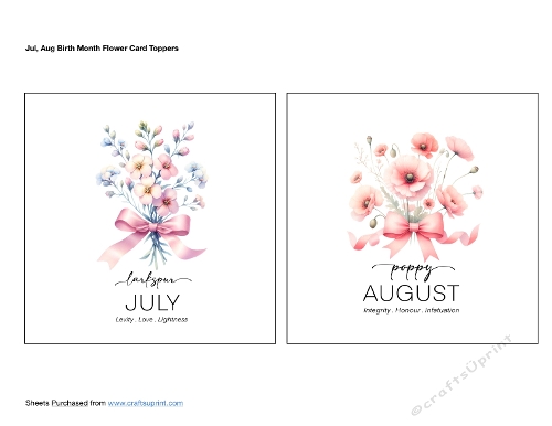 Jul Aug Birth Month Flower Card Toppers