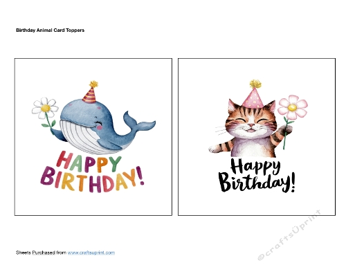 Birthday Animal Card Toppers
