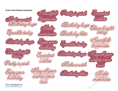 Pretty in Pink Birthday Sentiments