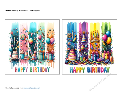 Happy Birthday Brushstroke Card Toppers