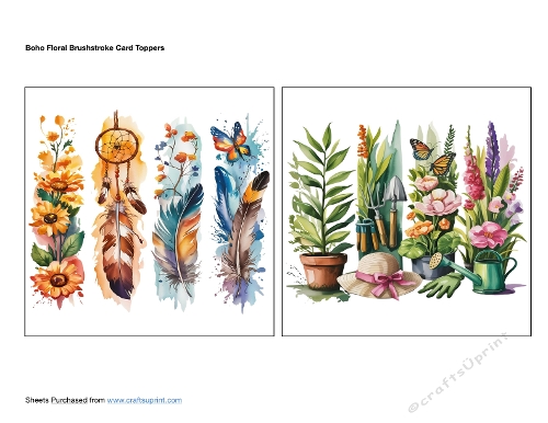 Boho Floral Brushstroke Card Toppers
