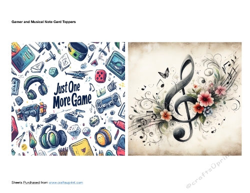 Gamer and Musical Note Card Toppers