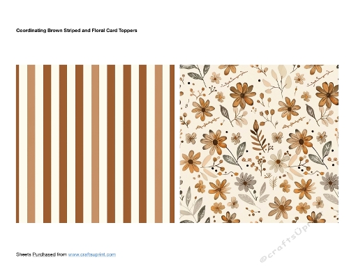 Coordinating Brown Striped and Floral Card Toppers