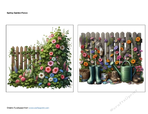 Spring Garden Fence Card Toppers