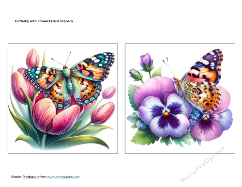 Butterfly with Flowers Card Toppers