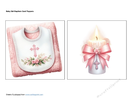 Baby Girl Baptism Card Toppers