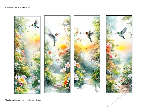 Floral with Birds Bookmarks