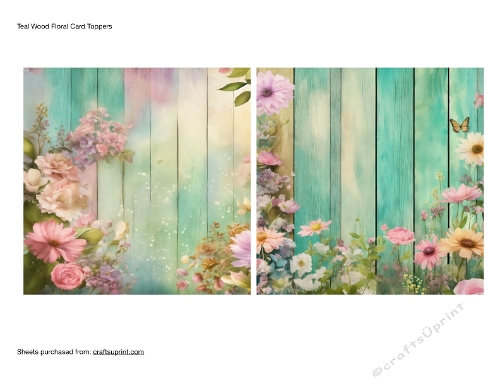 Teal Wood Floral Card Toppers