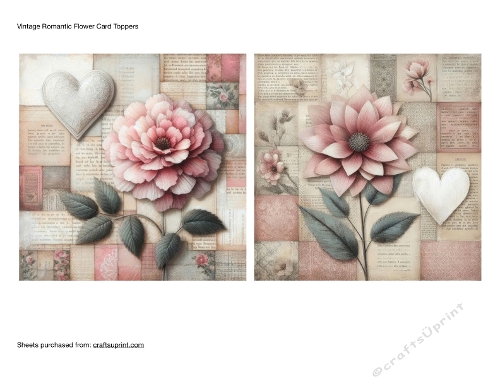 Vintage Romantic Flower Card Toppers