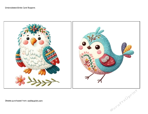 Embroidered Birds Card Toppers