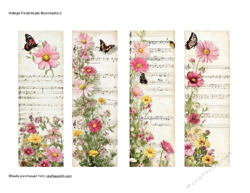 Vintage Floral Music Bookmarks