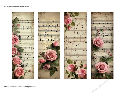 Vintage Floral Music Bookmarks