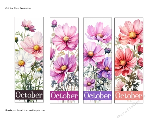 October Floral Bookmarks