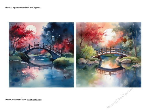 Moonlit Japanese Garden Card Toppers
