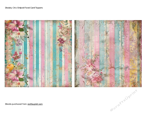 Shabby Chic Striped Floral Card Toppers