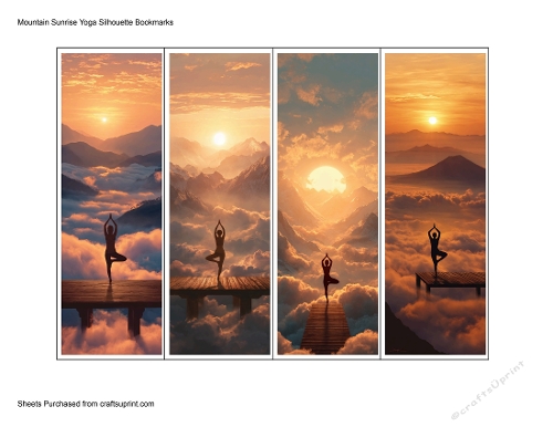 Mountain Sunrise Yoga Silhouette Bookmarks