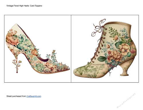 Vintage Floral High Heels  Card Toppers 