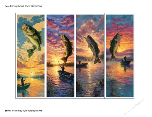 Bass Fishing Sunset  Pond  Bookmarks