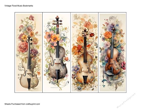 Vintage Floral Music Bookmarks
