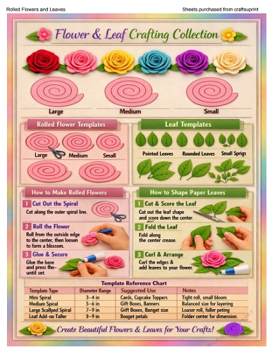 Rolled Flowers and Leaves