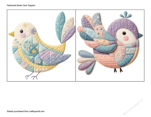 Patchwork Birds Card Toppers