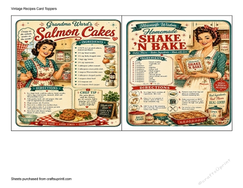 Vintage Recipes Card Toppers