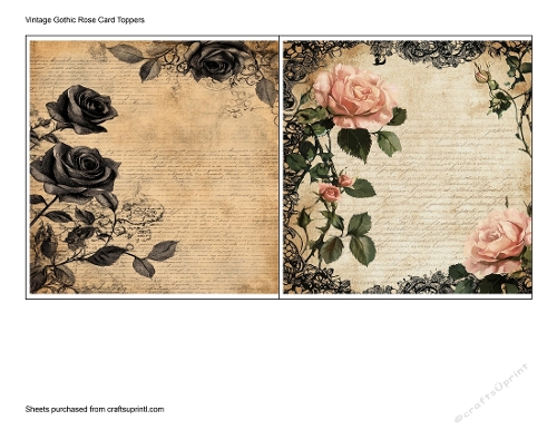 Vintage Gothic Rose Card Toppers