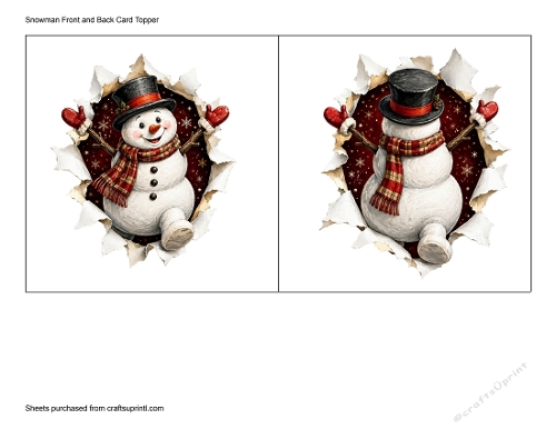 Snowman Front and Back Card Topper