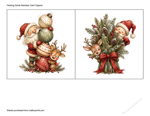 Peeking Santa Reindeer Card Toppers