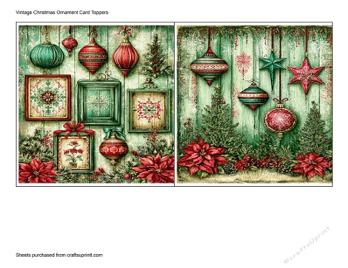 Vintage Christmas Ornament Card Toppers