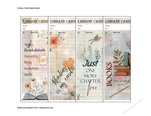 Library Card Bookmarks