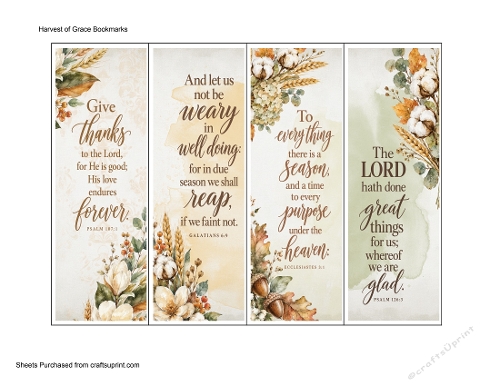 Harvest of Grace Bookmarks