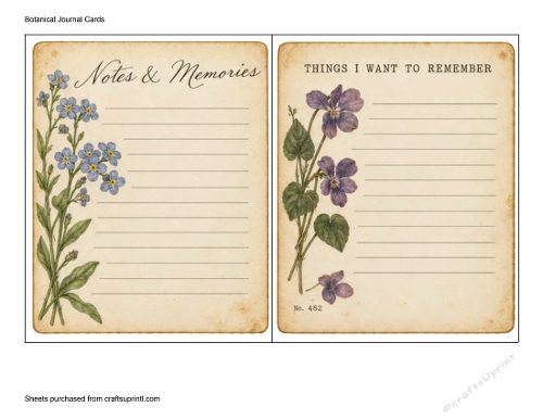 Botanical Journal Cards  