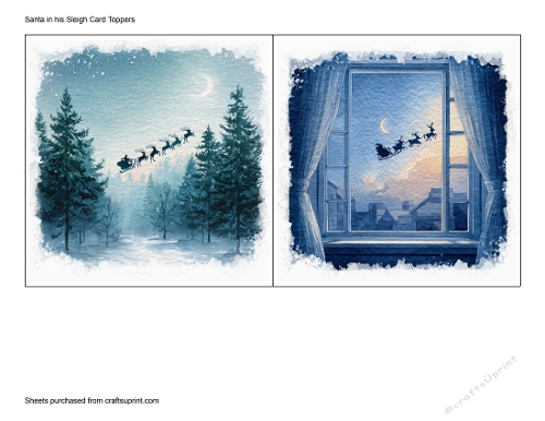 Santa in his Sleigh Card Toppers