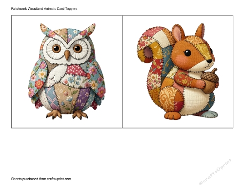 Patchwork Woodland Animals Card Toppers